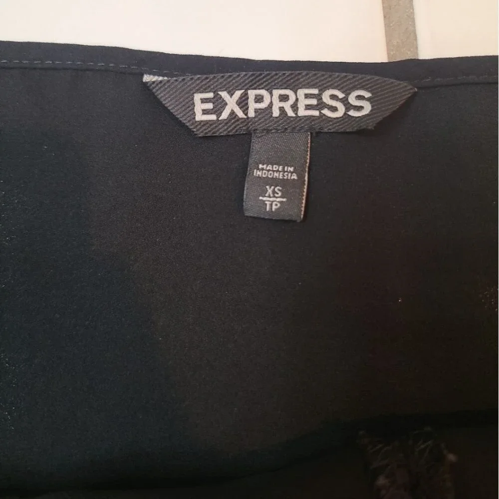 Express Black Flowy Tank Top High Side Slits Adjustable Straps XS Minimalist